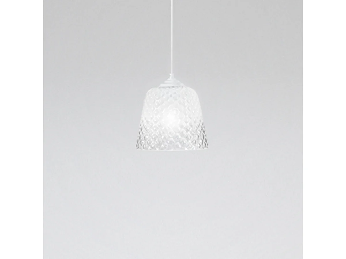 White glass diffuser for pendant lamps - transparent shaded finish, decorative design, E27 socket (small glass) d.25X21.5