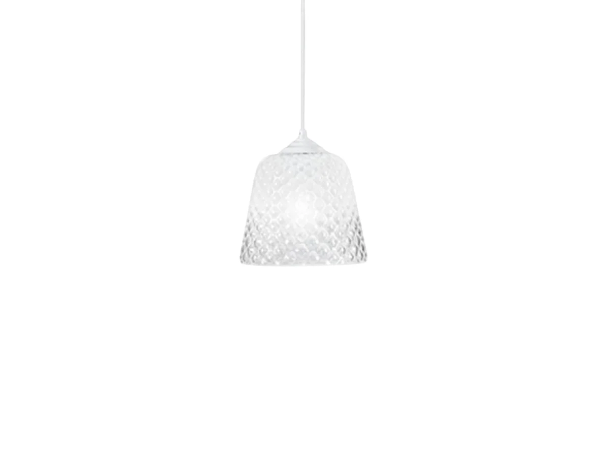White glass diffuser for pendant lamps - transparent shaded finish, decorative design, E27 socket (small glass) d.25X21.5