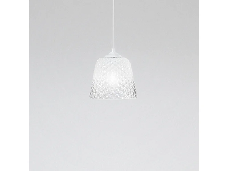 Difusor de vidro branco para luminárias suspensas - acabamento sombreado transparente, desenho decorativo, encaixe E27 (vidro pequeno) d.25X21,5