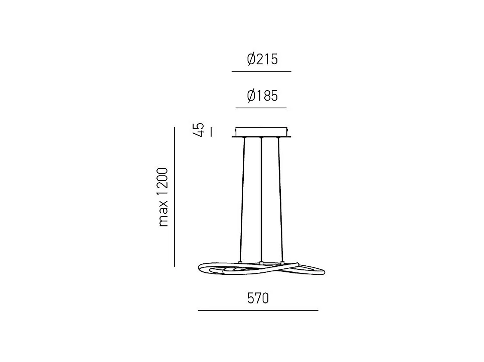 Lustre LED Yara 40W dimmable – suspension anneau blanc alu 57x120cm, 3000K, 1900lm, LED intégrée, style moderne, IP20