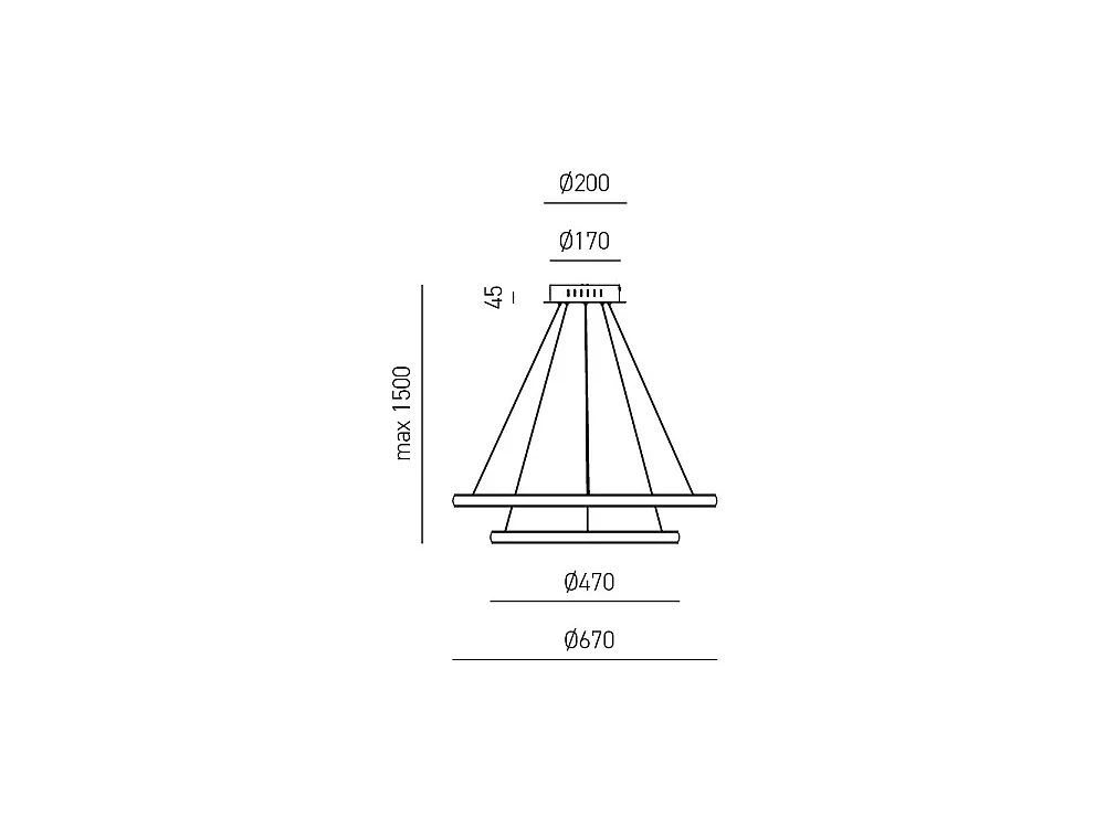 Iole S2 40W Dimmable LED Chandelier - Modern Double-Ring Titanium Pendant Light, 3000K Warm Light, 2000lm, Elegant Design