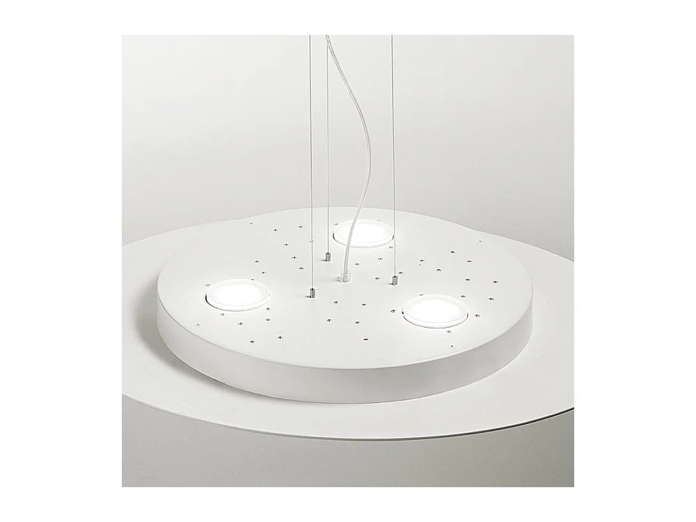 Suspension LED ronde Luna en métal blanc 72,5x60cm, 10 lumières GX53 max 10x8W, double émission, ampoules exclues