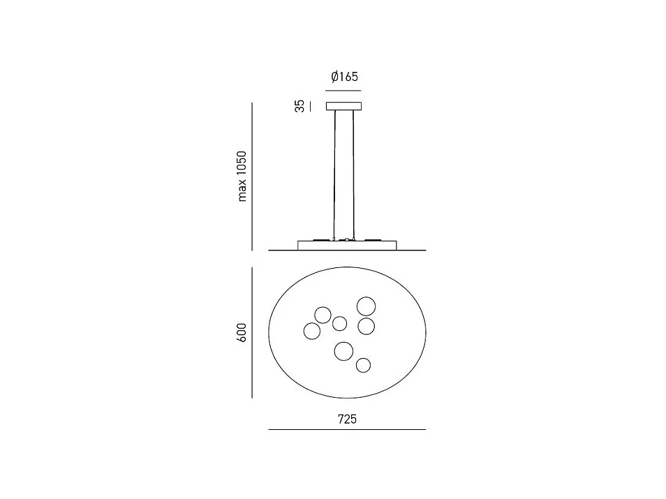 Suspension LED ronde Luna en métal blanc 72,5x60cm, 10 lumières GX53 max 10x8W, double émission, ampoules exclues