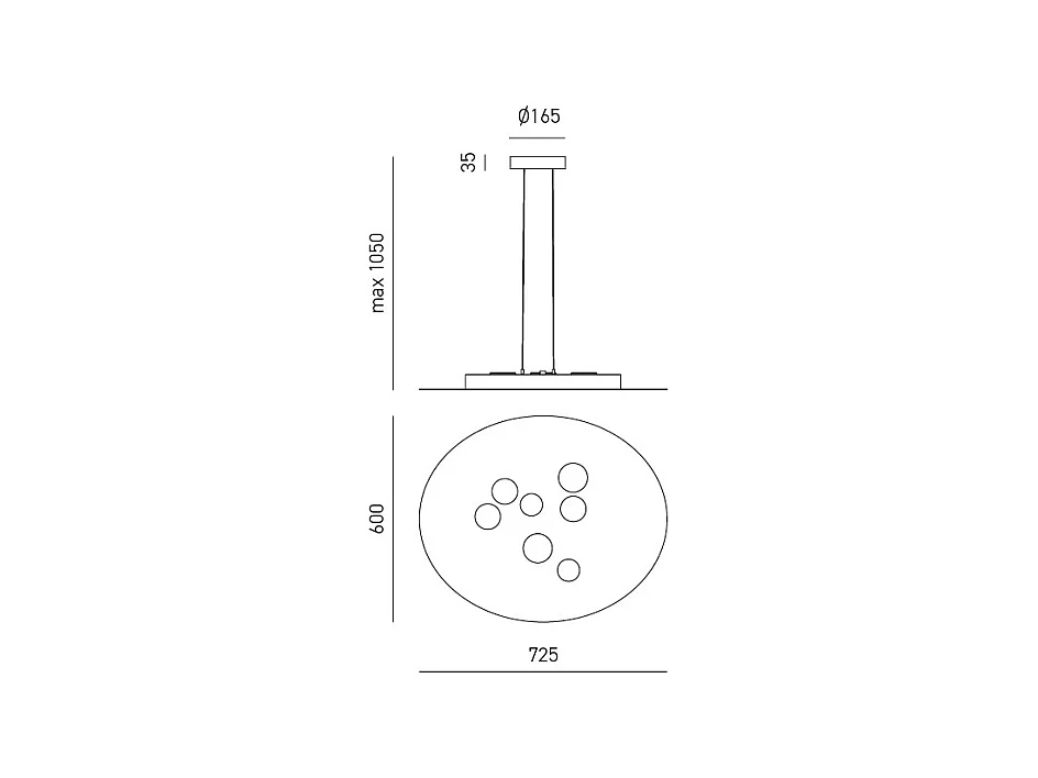 Suspension LED ronde Luna en métal blanc 72,5x60cm, 10 lumières GX53 max 10x8W, double émission, ampoules exclues