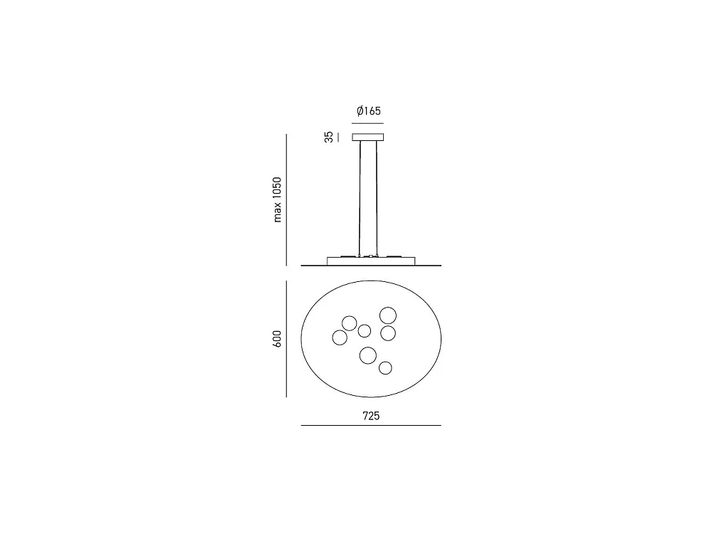 Suspension LED ronde Luna en métal blanc 72,5x60cm, 10 lumières GX53 max 10x8W, double émission, ampoules exclues