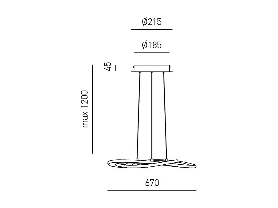 Yara Lámpara de araña LED moderna 50W Suspensión regulable 4000K luz cálida, diseño aros de aluminio blanco 67x120cm, 2400lm, LED integrado IP20