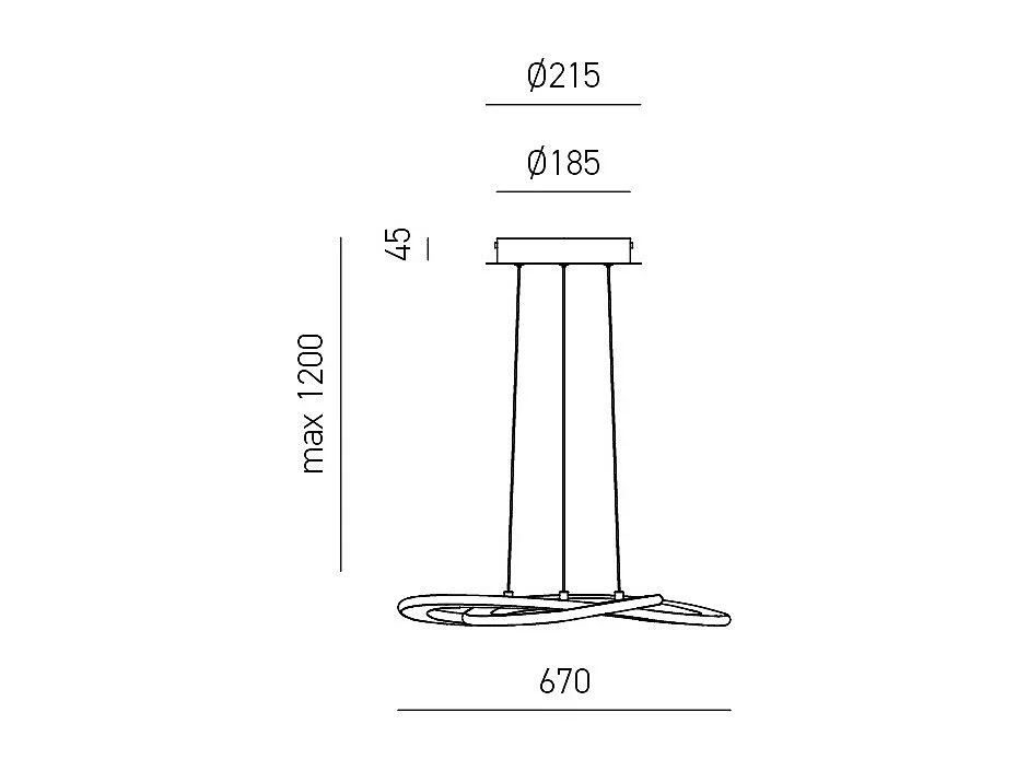 Yara Lámpara de araña LED moderna 50W Suspensión regulable 4000K luz cálida, diseño aros de aluminio blanco 67x120cm, 2400lm, LED integrado IP20
