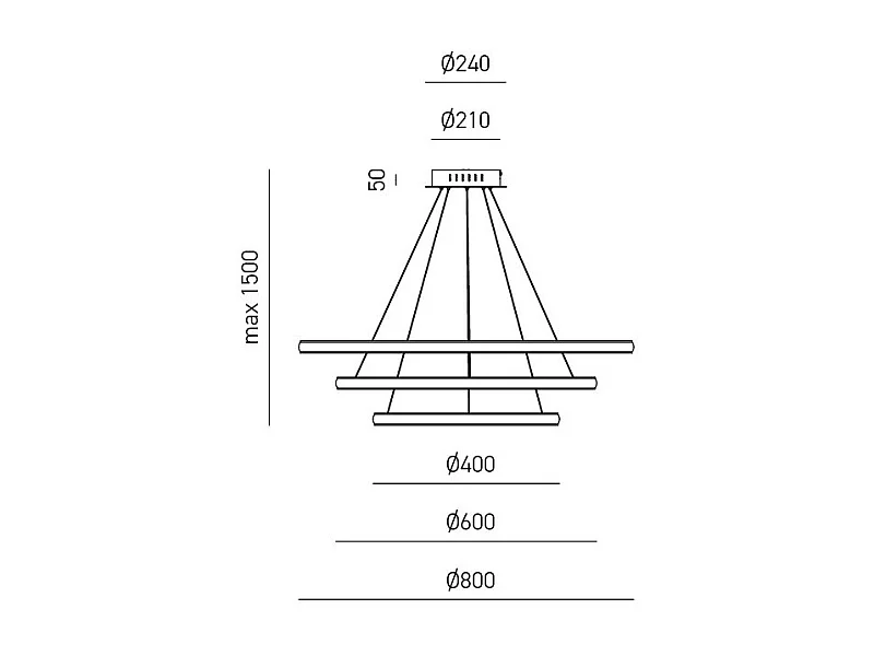 Gea Luce -  Iole LED-Kronleuchter S3 60W dimmbar - 3 Ringe, Goldaluminium, 3000K, 3000 lm, elegantes Design