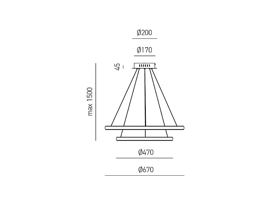 Lustre LED dimmable Iole S2 40W - Suspension moderne à double anneau blanc, lumière chaude 3000K, 2000lm, design élégant