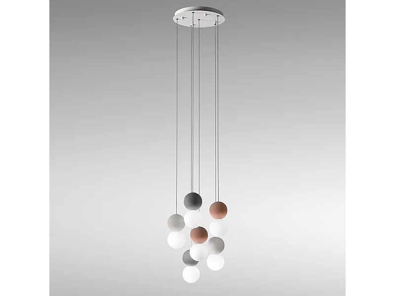 Sfera – 6-flammige Pendelleuchte mit Betonkugeln und Opalglas – 6 x G9, max. 6 x 7 W, modernes Design, IP20, ohne Leuchtmittel