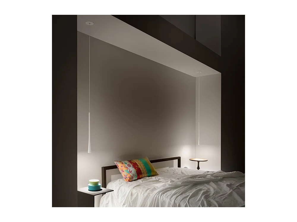 Dafne - Suspension LED blanche 7W 3000K IP20 - Plafonnier LED design minimaliste en aluminium - Alimentation incluse - Max L.145cm