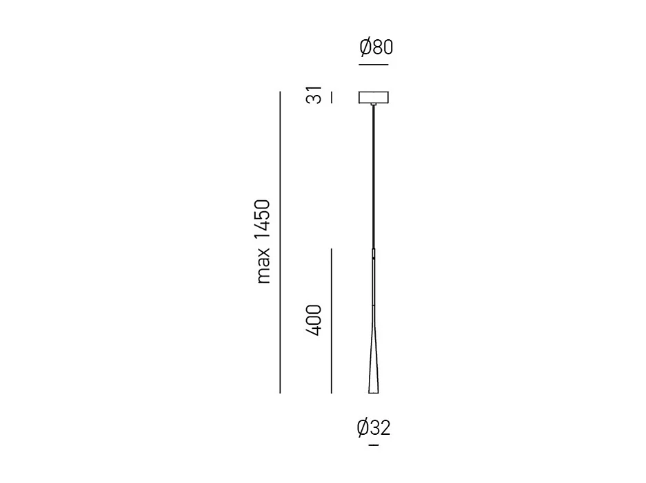 Dafne - Lámpara colgante LED blanca 7W 3000K IP20 - Plafón LED de diseño minimalista en aluminio - Fuente de alimentación incluida - L. máx. 145cm