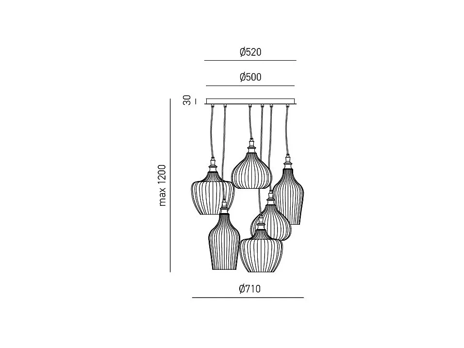 Cleofe – 6-flammiger Hängeleuchter in Mattweiß mit opalweißem Glas – 6XE27 max 6X60W, elegantes modernes Design, IP20