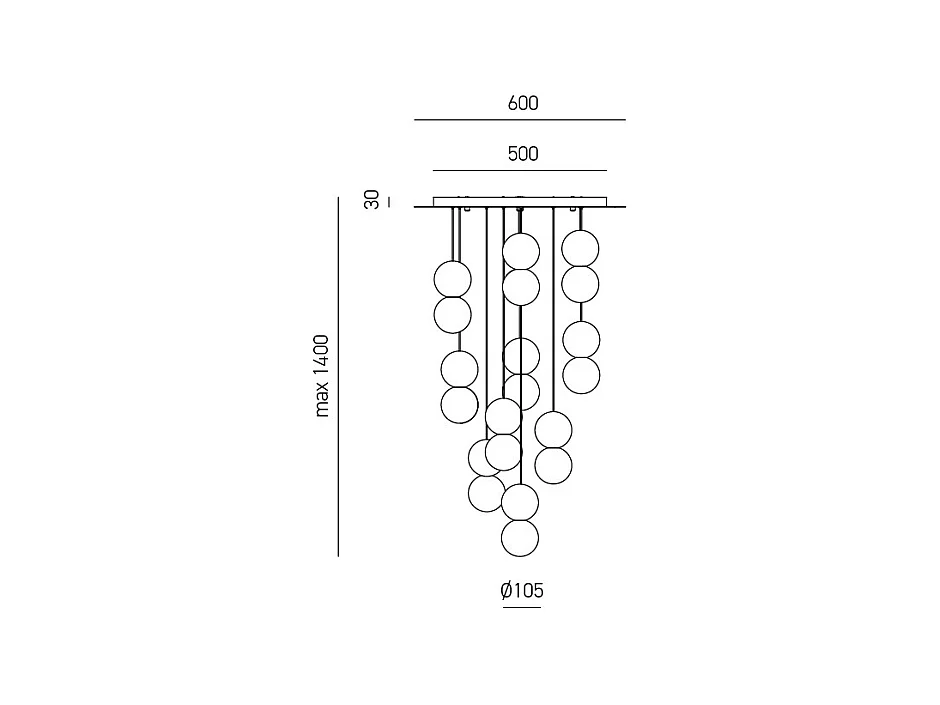 Sfera - Lámpara colgante de 10 luces con esferas de hormigón y cristal opal - 10XG9 max 10X7W, diseño moderno, IP20, bombillas excluidas