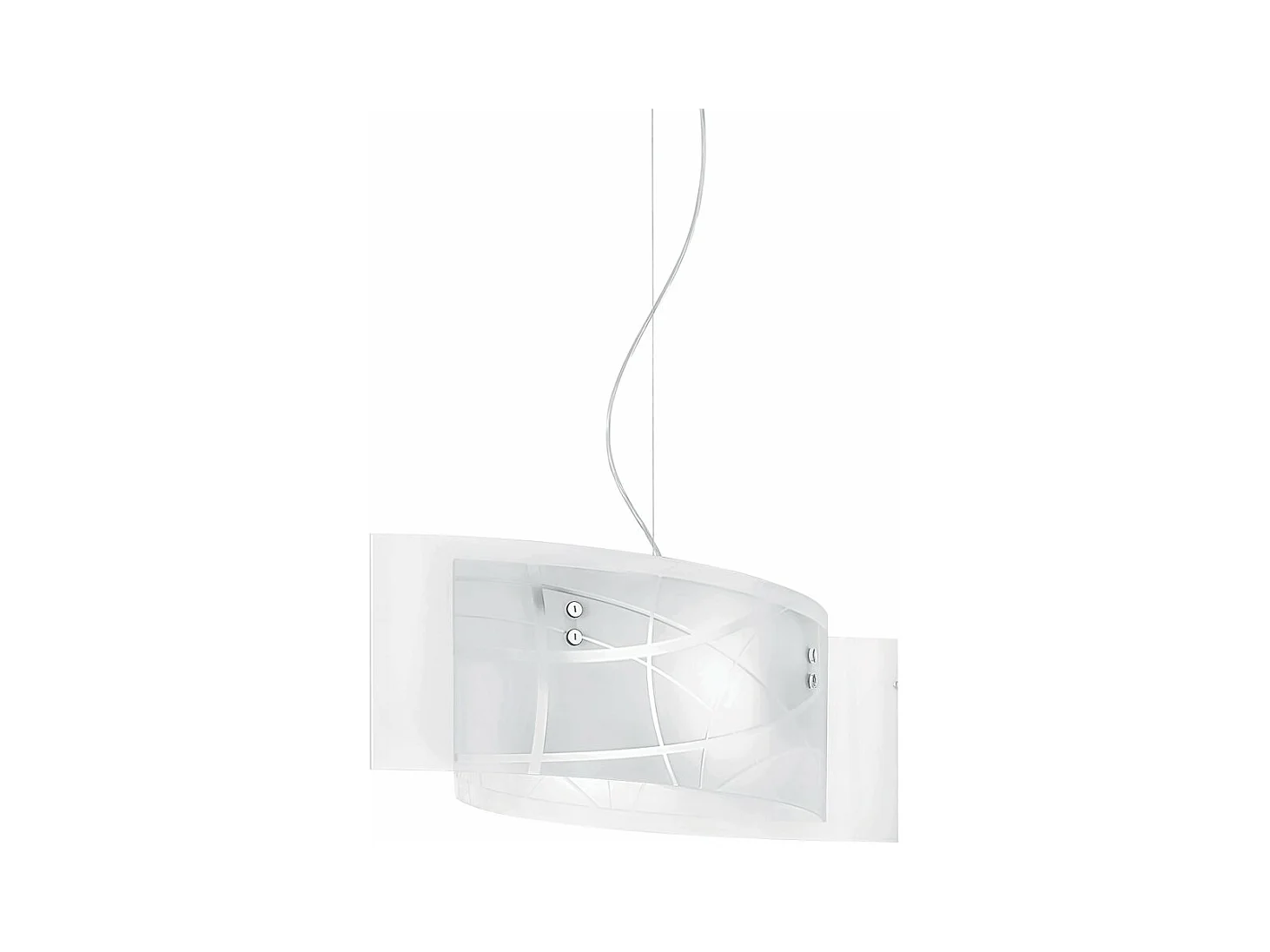 Lustre à suspension Nereide 64x120cm en verre satiné sérigraphié blanc 2XE27, cadre chromé, moderne, max 2x52W
