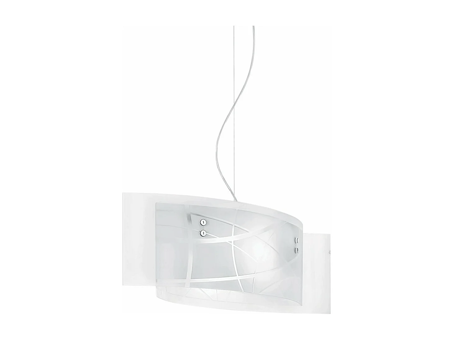 Nereide hangkroonluchter 64x120cm in wit gezeefdrukt gesatineerd glas 2XE27, chroom frame, modern, IP20, max 2x52W