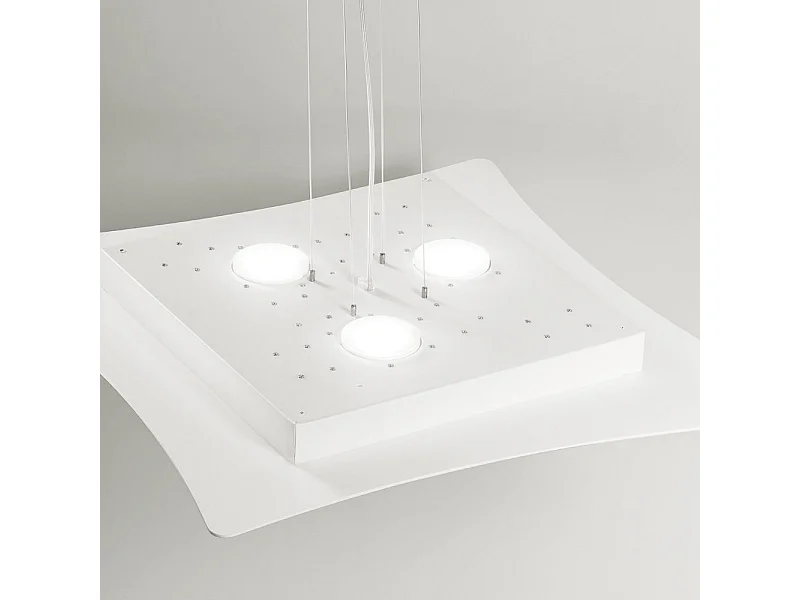 Isotta pendelkroonluchter 10 lichts GX53 wit - Modern design plafondlamp 62x69cm, dubbele emissie licht, max 10x8W, IP20, exclusief lampen