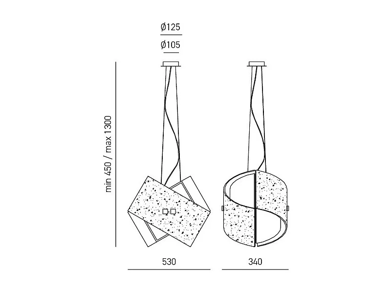 Camilla - Suspension dorée 2XE27 max 2X70W IP20 - Plafonnier au en aluminium - Douille E27