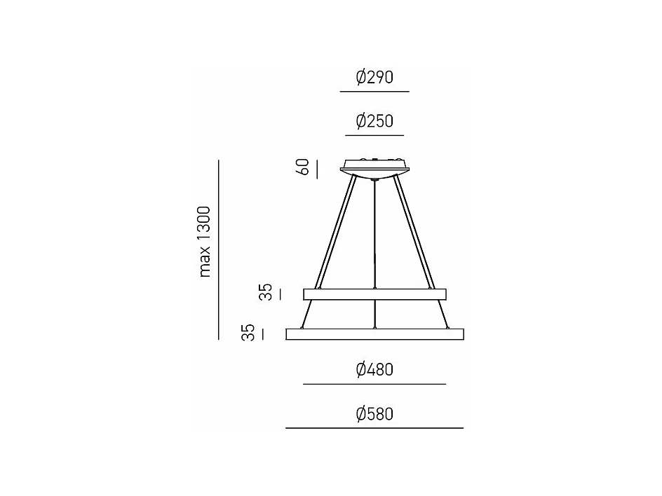 Krizia - Suspension double LED dimmable 88W - 6300lm, lumière chaude 3000K, anneaux blancs opaques, diffuseur opale, d. 60+80cm