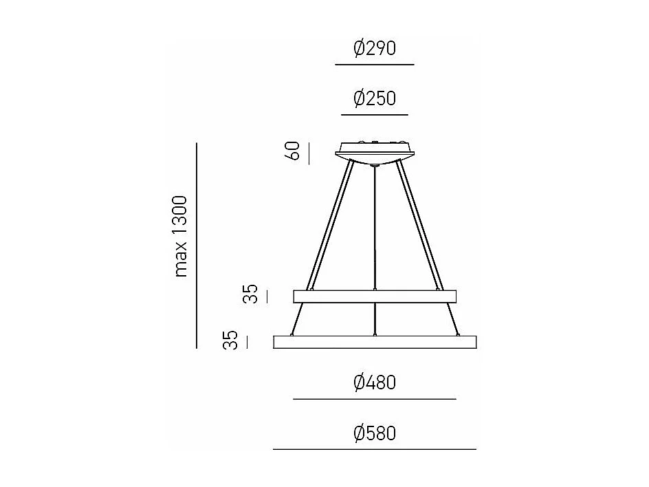 Krizia - Suspension double LED dimmable 88W - 6300lm, lumière chaude 3000K, anneaux blancs opaques, diffuseur opale, d. 60+80cm