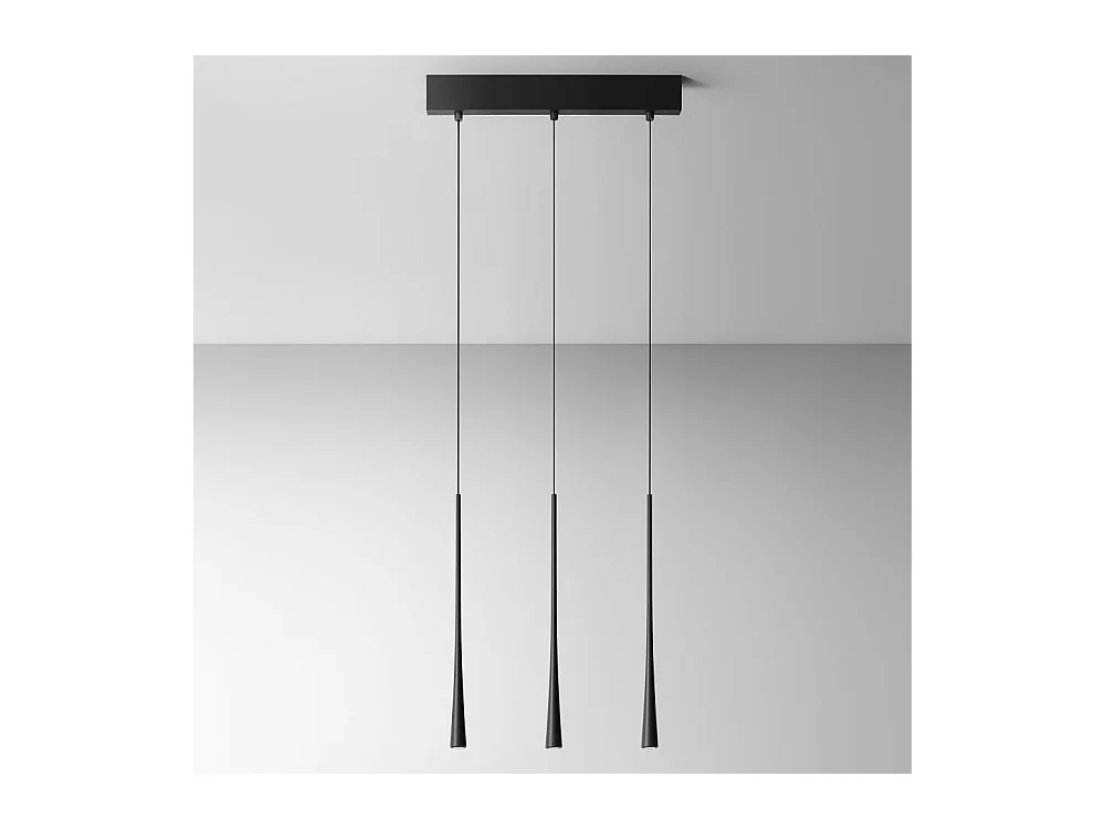 Dafne - Suspension noire 16,5W lumière chaude 3000K IP20 - Plafonnier LED 3 lumières - aluminium blanc satiné
