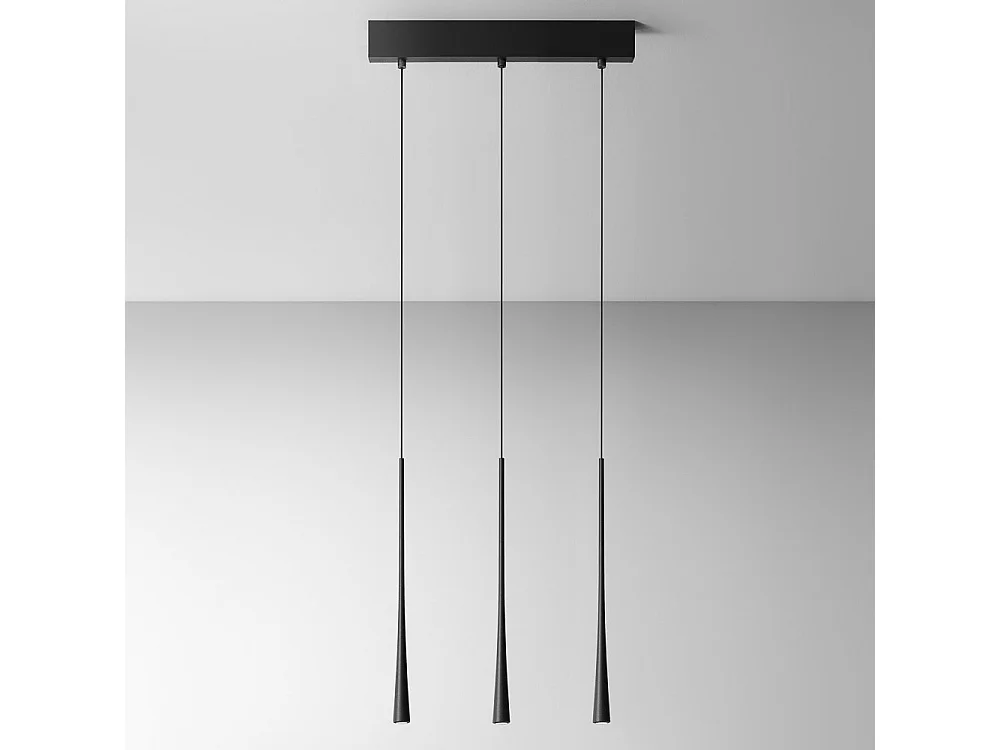 Dafne - Suspension noire 16,5W lumière chaude 3000K IP20 - Plafonnier LED 3 lumières - aluminium blanc satiné