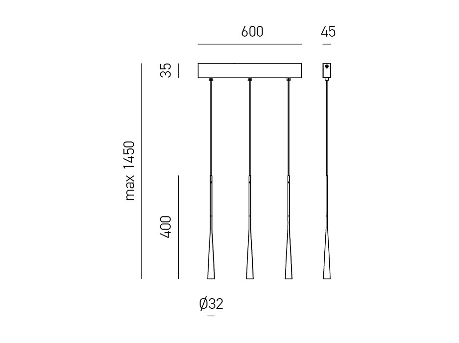 Dafne - Schwarze Pendelleuchte 16,5 W warmes Licht 3000 K IP20 - LED-Deckenleuchte 3 Lichter modernes Design - satiniertes weißes Aluminium