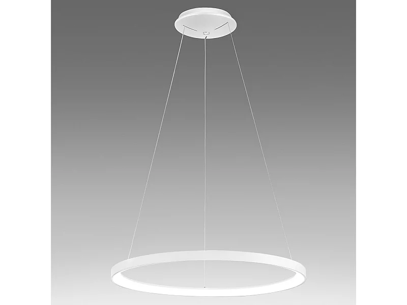 Krizia - Suspension LED dimmable 60W - 4800lm, lumière chaude 3000K, anneau blanc mat, diffuseur opale, d.80 cm