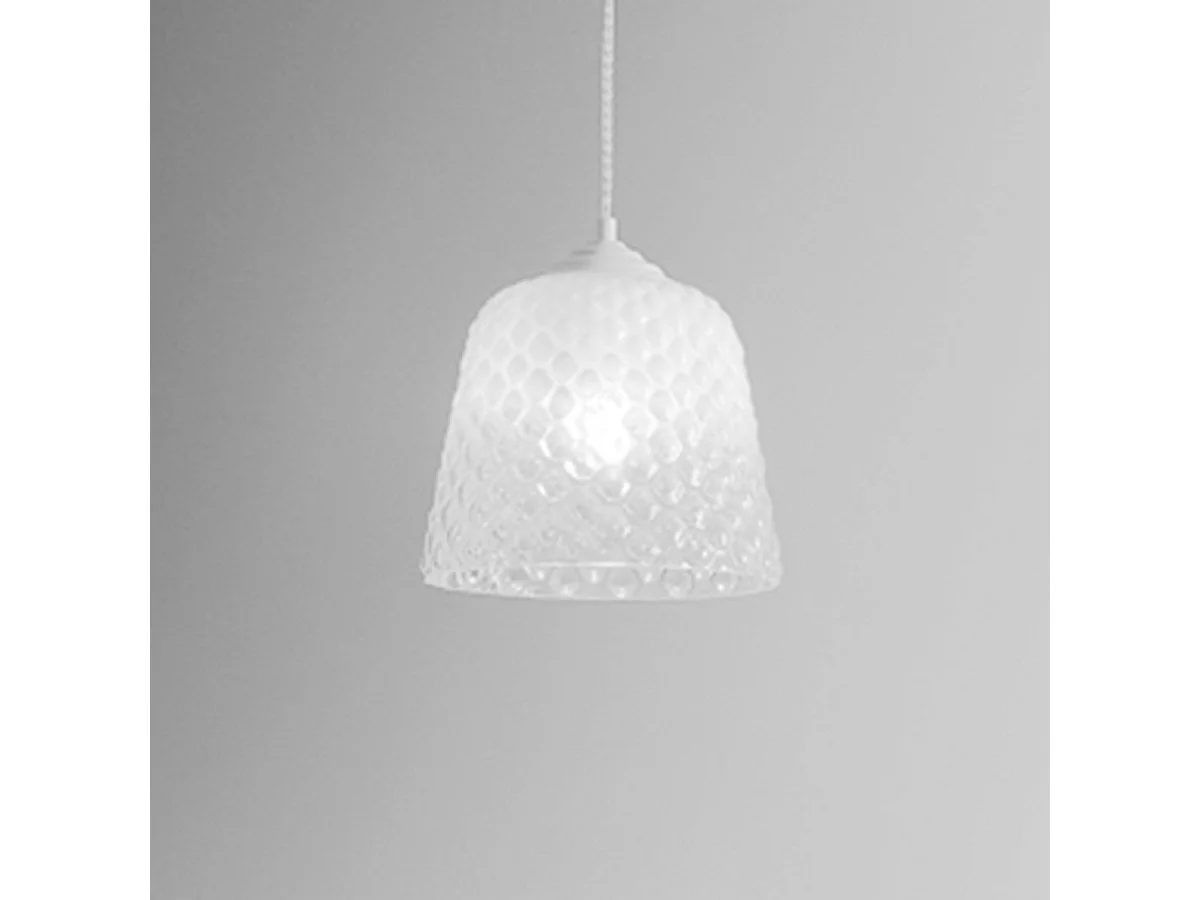 Difusor de vidro branco para luminárias pendentes - acabamento sombreado transparente, desenho decorativo, encaixe E27 (vidro grande) d.25X21,5