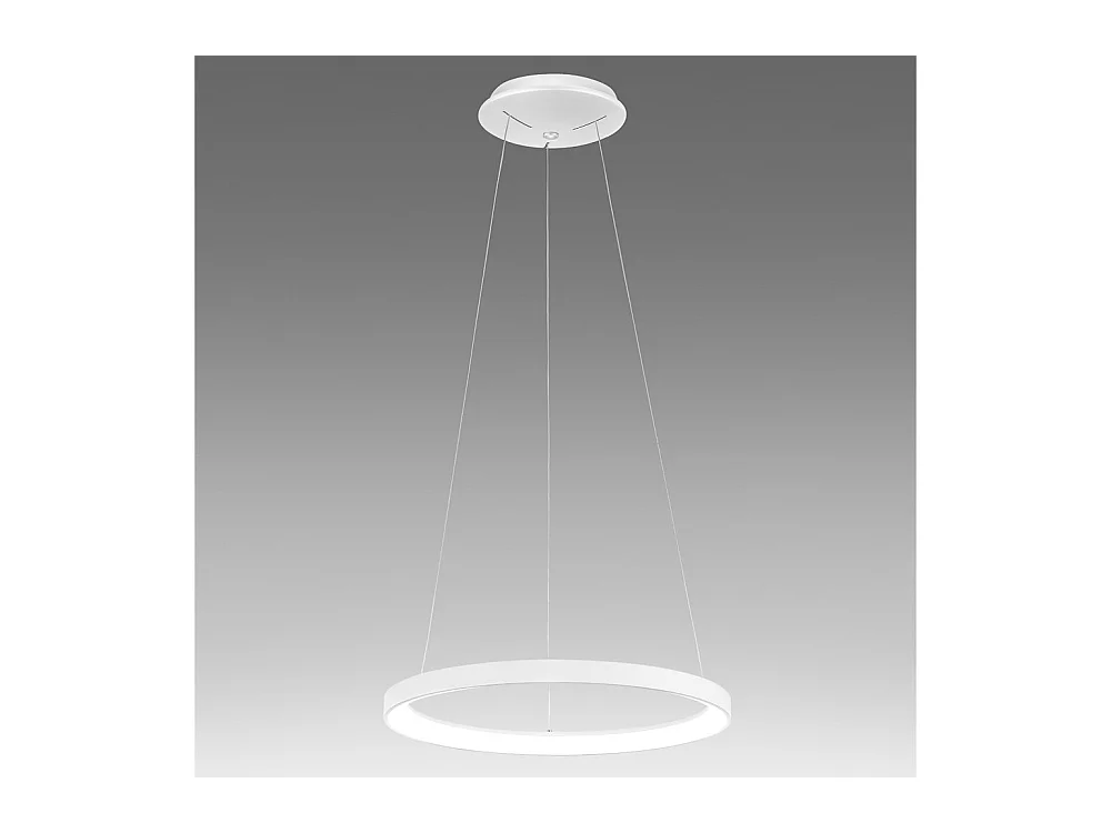 Krizia - Suspension LED dimmable 50W - 2900lm, lumière chaude 3000K, anneau blanc mat, diffuseur opale, d. 60 cm