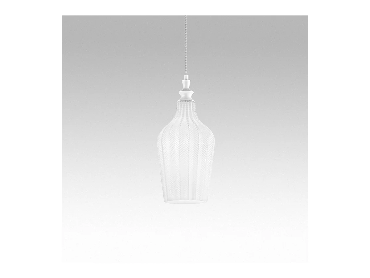 Cleofe – Pendelleuchte aus transparentem und weißem Glas – 1XE27-Fassung, Vintage-Stil, IP20, 1XE27 max. 1X60W, D.18cm, Leuchtmittel ausgeschlossen