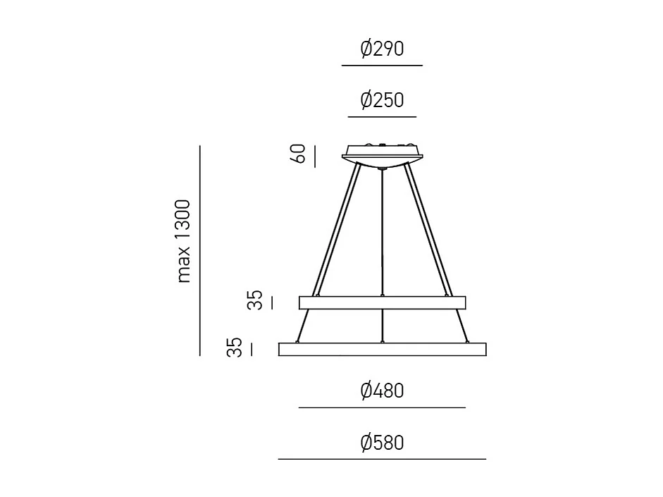 Krizia - Dimmbare 88W Doppel-LED-Pendelleuchte - 6300lm, 3000K warmes Licht, gebürstete Goldringe, Opaldiffusor, IP20, d. 60+80 cm