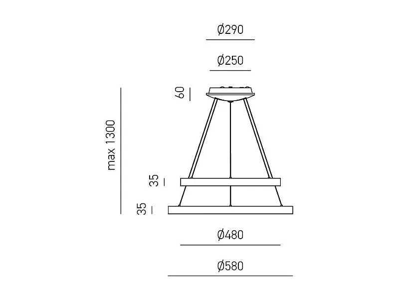 Krizia - Dimmbare 88W Doppel-LED-Pendelleuchte - 6300lm, 3000K warmes Licht, gebürstete Goldringe, Opaldiffusor, IP20, d. 60+80 cm