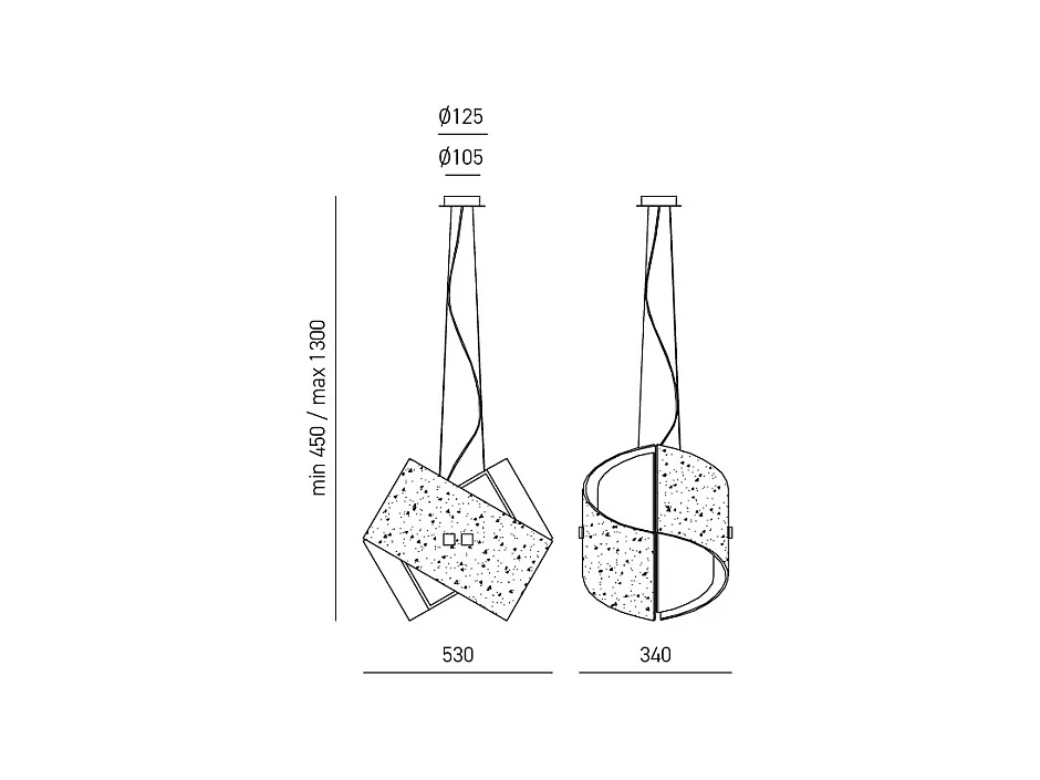 Camilla - Suspension argentée 2XE27 max 2X70W IP20 - Plafonnier au en aluminium - Douille E27