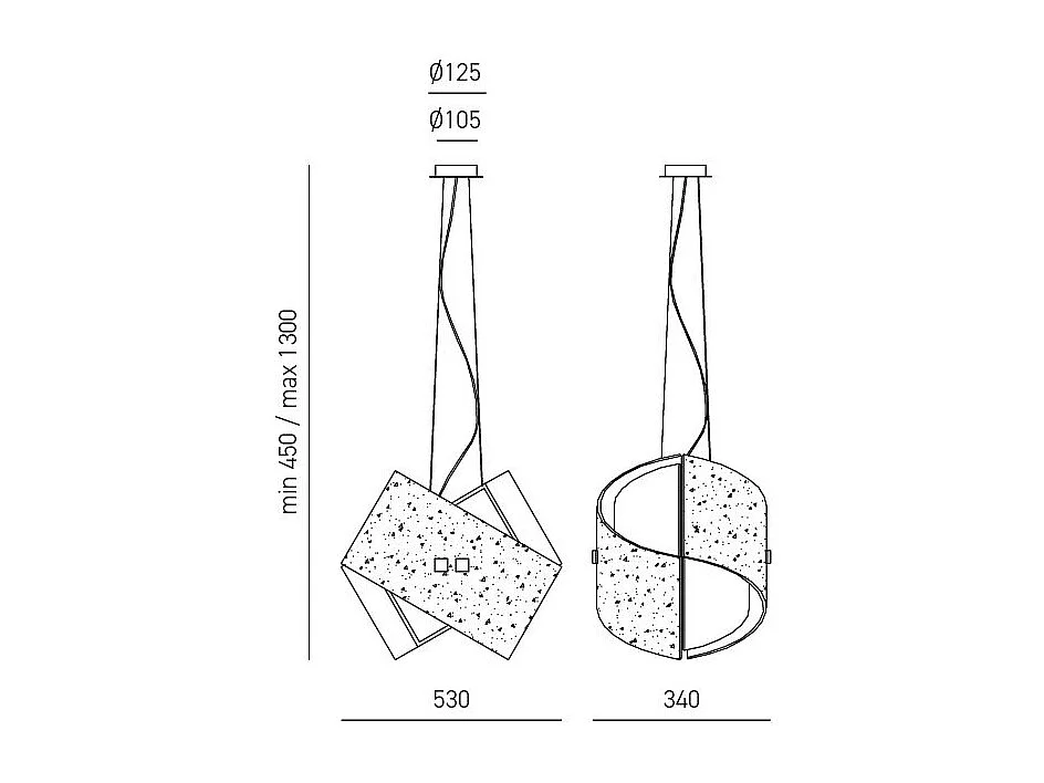 Camilla - Suspension argentée 2XE27 max 2X70W IP20 - Plafonnier au en aluminium - Douille E27