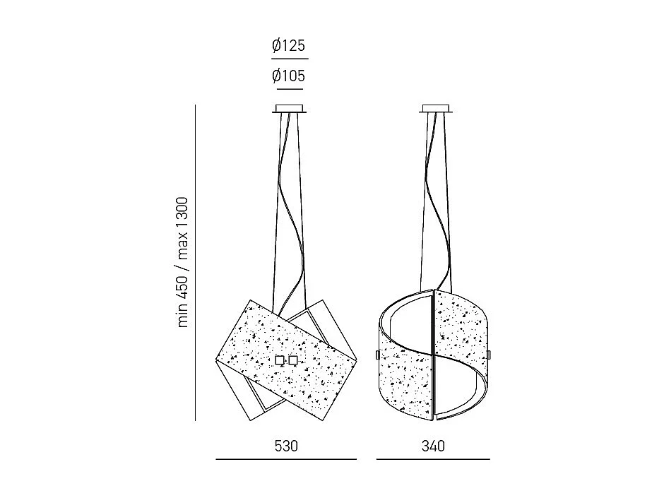 Camilla - Suspension argentée 2XE27 max 2X70W IP20 - Plafonnier au en aluminium - Douille E27