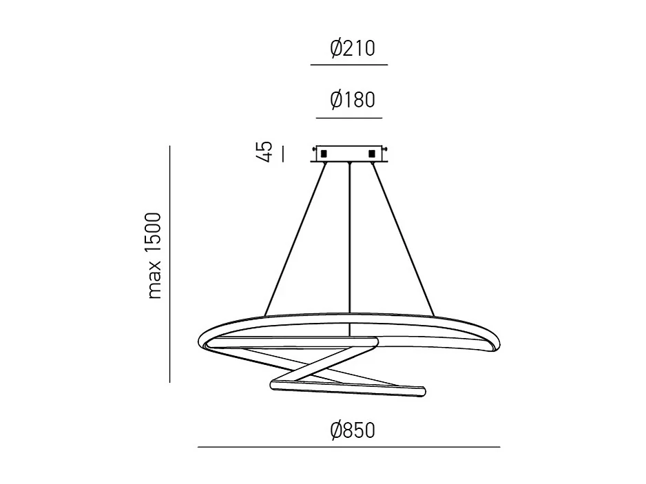 Diva - Suspension LED dimmable 80W - en aluminium blanc satiné, lumière chaude 3000K, anneaux entrelacés d.85cm