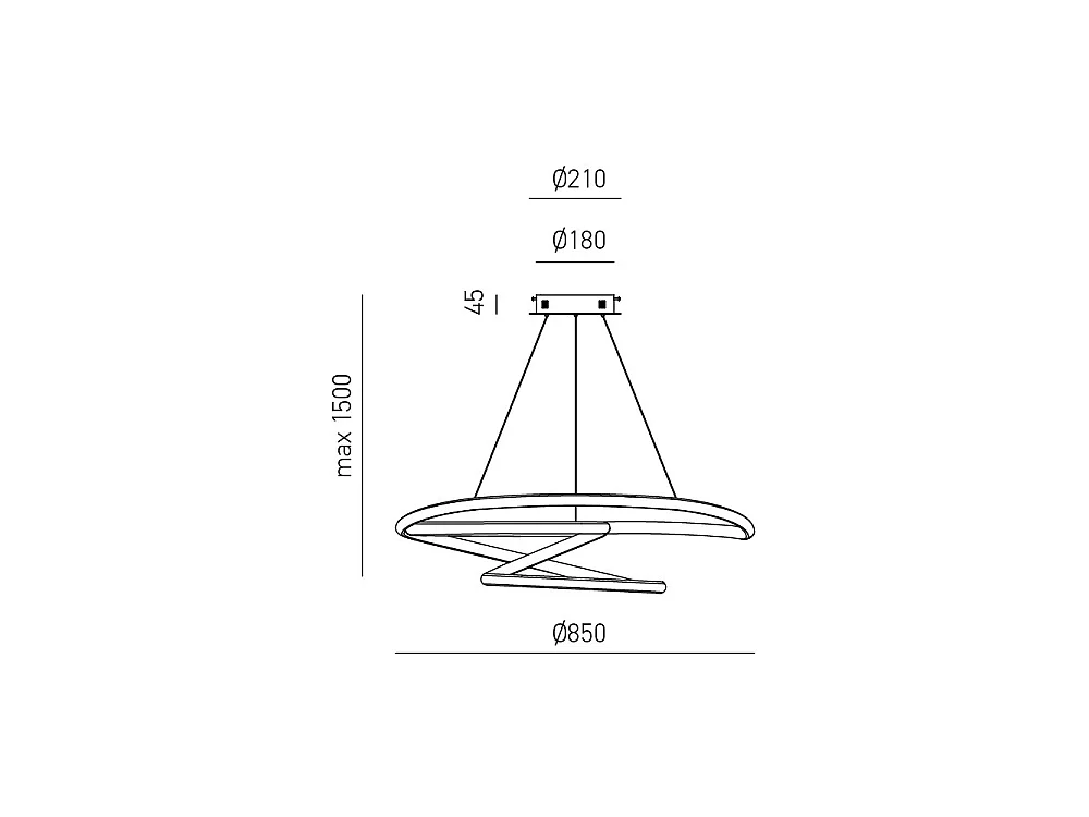 Diva - lampa wisząca LED 80W z możliwością ściemniania - nowoczesny design, satynowo-biały aluminium, ciepłe światło 3000K, splecione pierścienie o średnicy 85 cm