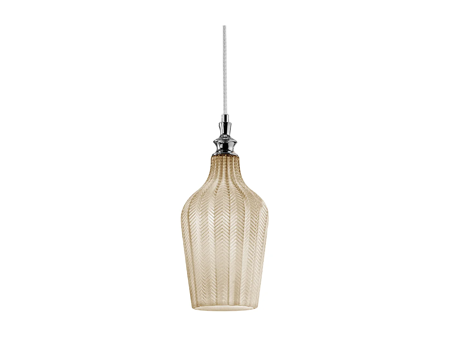 Cleofe - Hanglamp in transparant okerglas en chroom - 1XE27 fitting, vintage stijl, IP20, 1XE27 max 1X60W, d.18cm, exclusief lampen