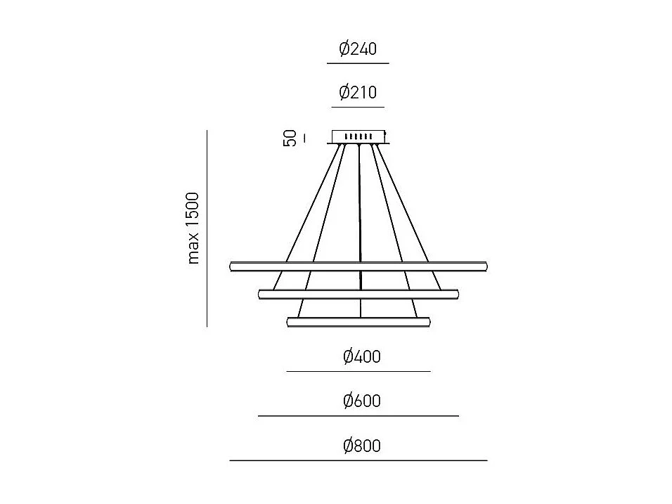Lustre LED dimmable Iole S3 60W - Suspension moderne à 3 anneaux en aluminium titane, lumière chaude 3000K, 3000lm, design élégant