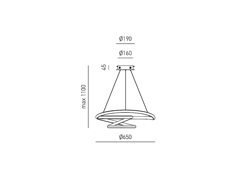 Diva - lampa wisząca LED 47W z możliwością ściemniania - nowoczesny design, satynowo-biały aluminium, ciepłe światło 3000K, splecione pierścienie o średnicy 65 cm