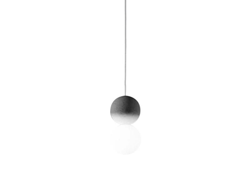Sfera - Lámpara colgante individual con esfera de hormigón gris oscuro y cristal opal - 1XG9 max 1X7W, estructura blanca, IP20