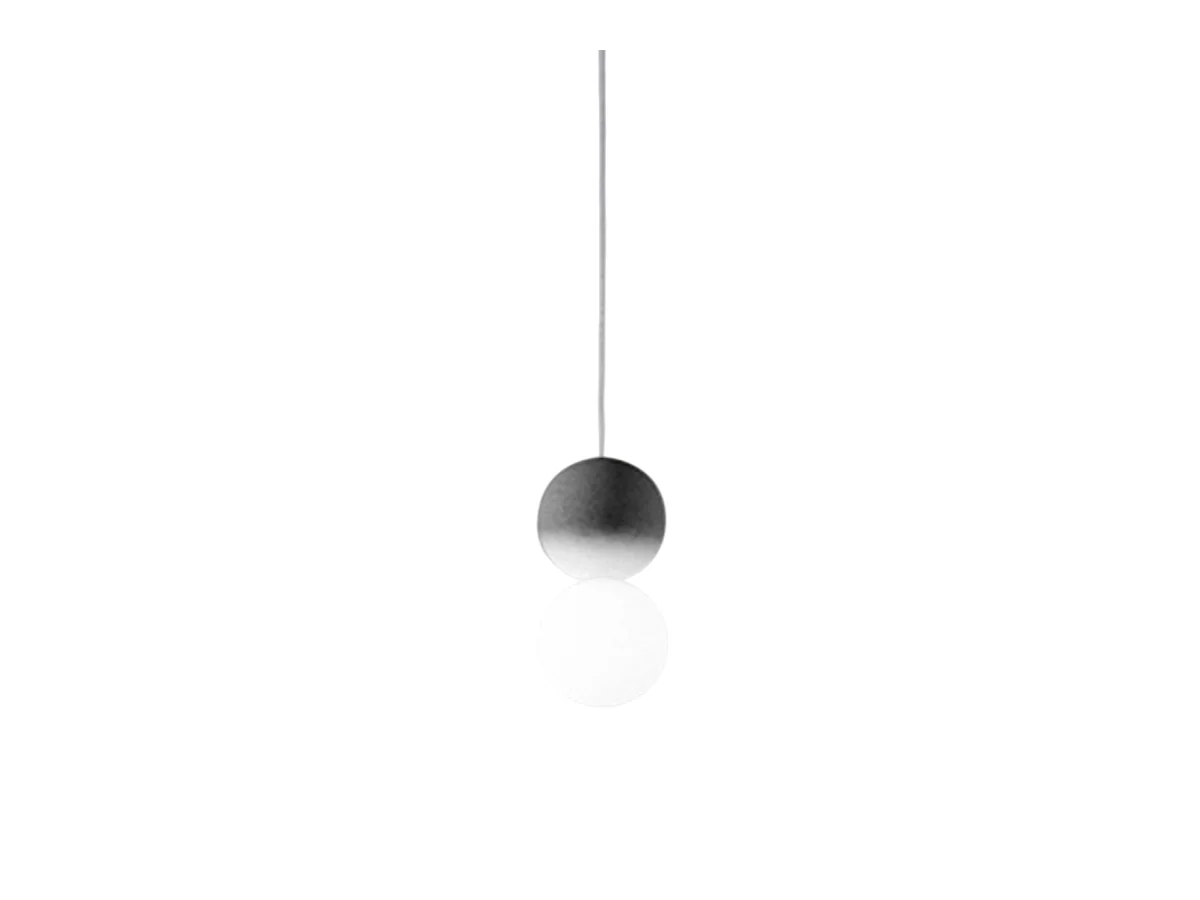 Sfera - Lámpara colgante individual con esfera de hormigón gris oscuro y cristal opal - 1XG9 max 1X7W, estructura blanca, IP20
