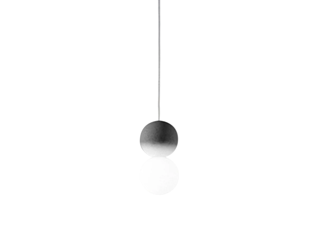 Sfera - Suspension simple avec sphère en béton gris foncé et verre opale - 1XG9 max 1X7W, cadre blanc