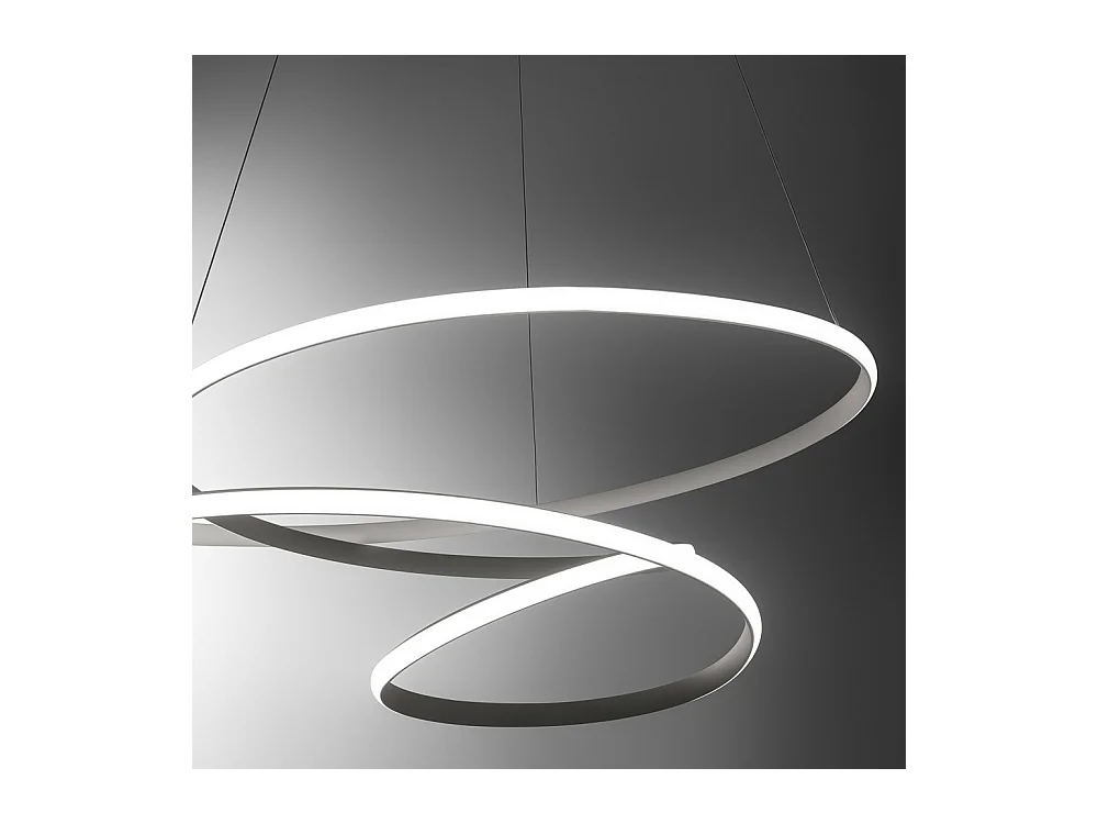 Diva - Suspension LED dimmable 80W - en aluminium titane, lumière chaude 3000K, anneaux entrelacés d.85cm