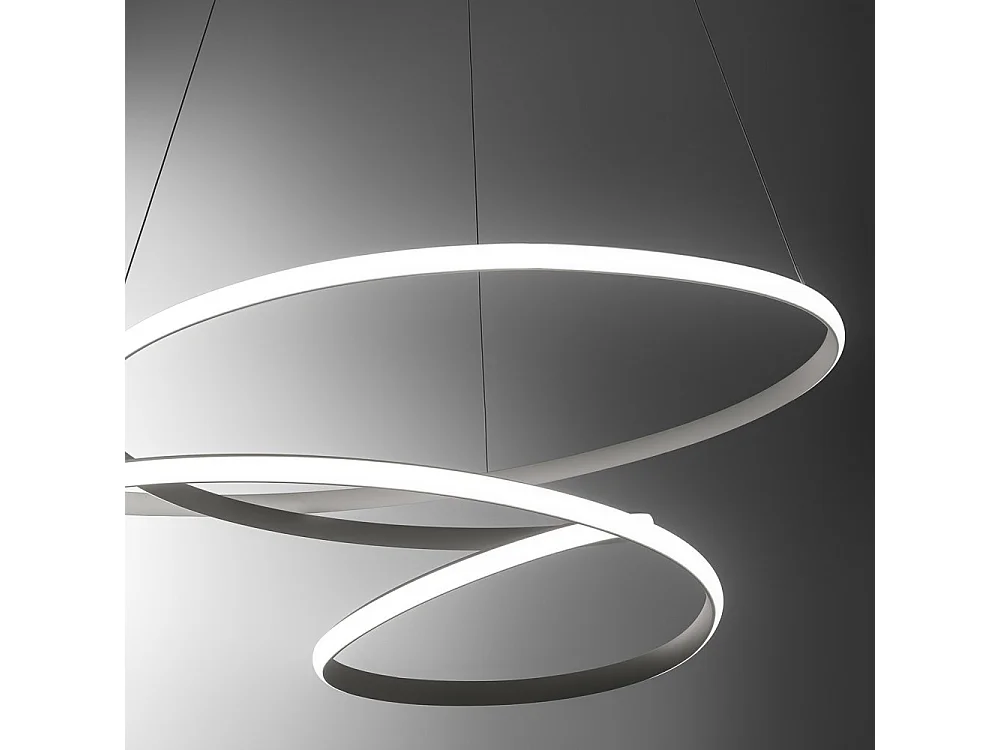 Diva - Suspension LED dimmable 80W - en aluminium titane, lumière chaude 3000K, anneaux entrelacés d.85cm