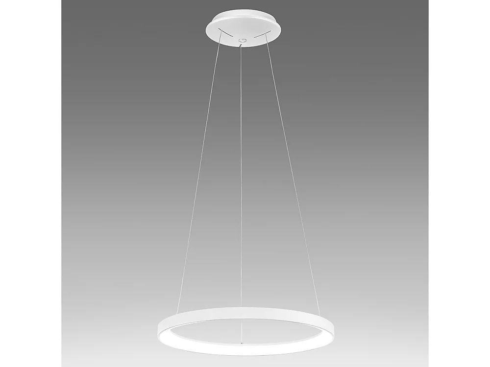 Krizia - Suspension LED dimmable 30W - 2300lm, lumière chaude 3000K, anneau blanc mat, diffuseur acrylique, d. 40 cm