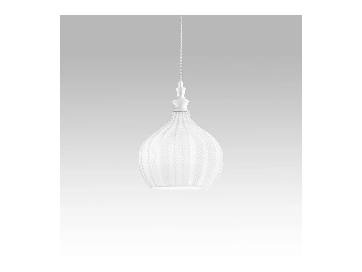 Cleofe - Lámpara colgante de cristal transparente y blanco - Casquillo 1XE27, estilo vintage, IP20, 1XE27 máx 1X60W, d.23cm, bombillas excluidas