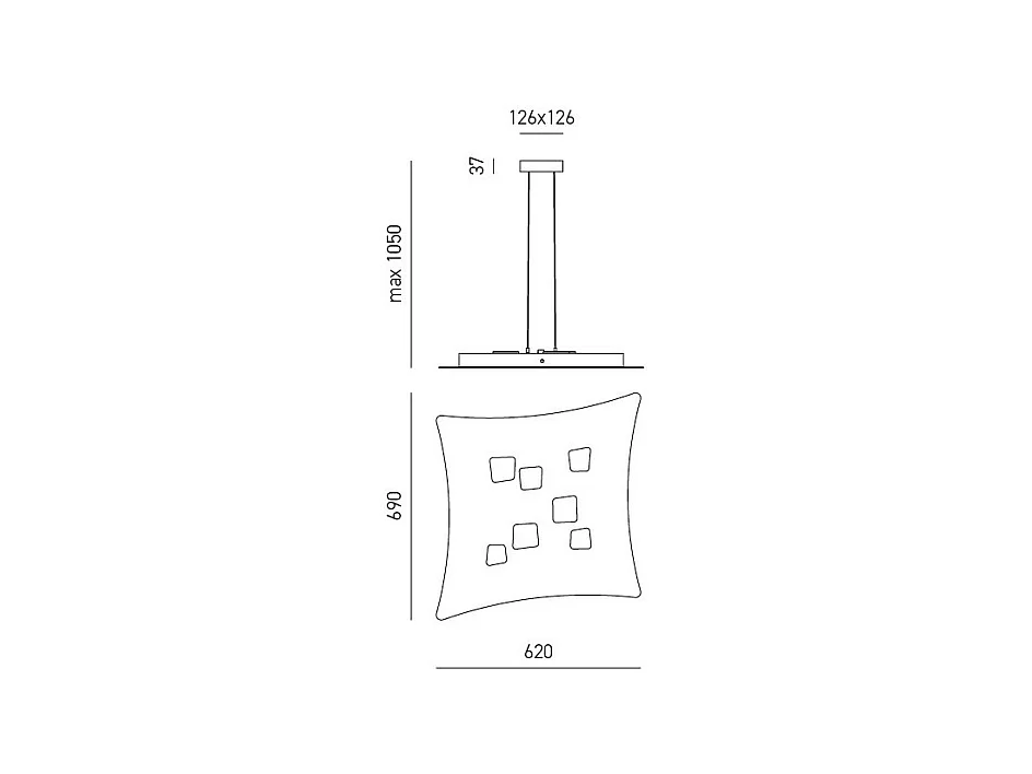Suspension Isotta 10 lumières GX53 tourterelle – plafonnier 62x69cm, lumière double émission, max 10x8W, ampoules exclues