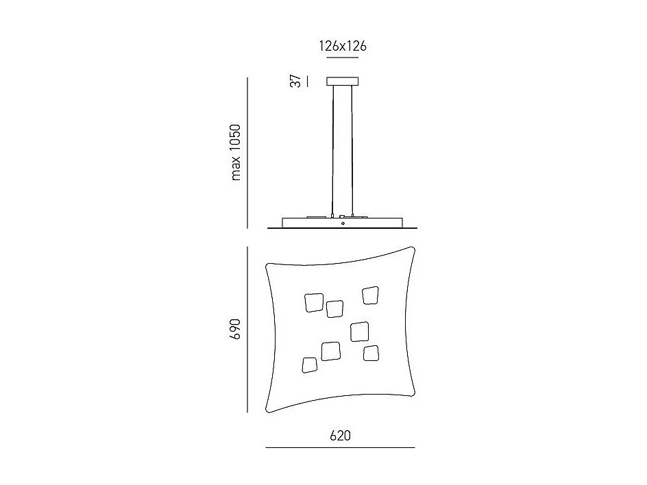 Suspension Isotta 10 lumières GX53 tourterelle – plafonnier 62x69cm, lumière double émission, max 10x8W, ampoules exclues
